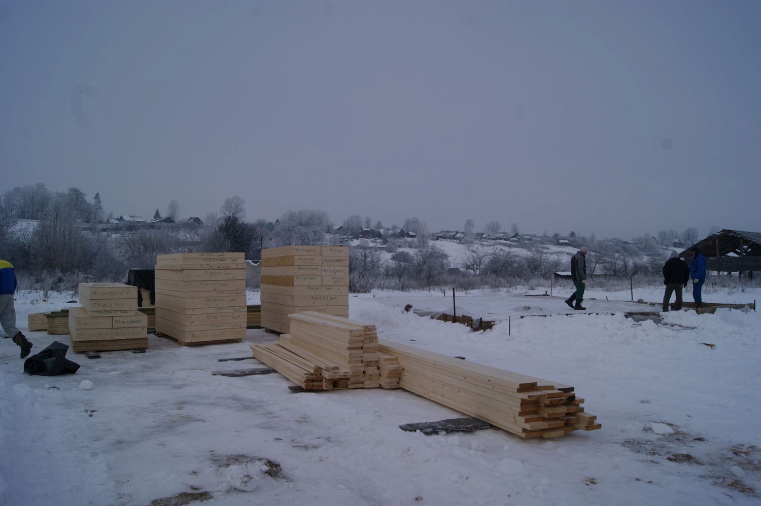 Строительство каркасного дома "Сельга" в Тверской области. Монтаж зимой. 2020 год.